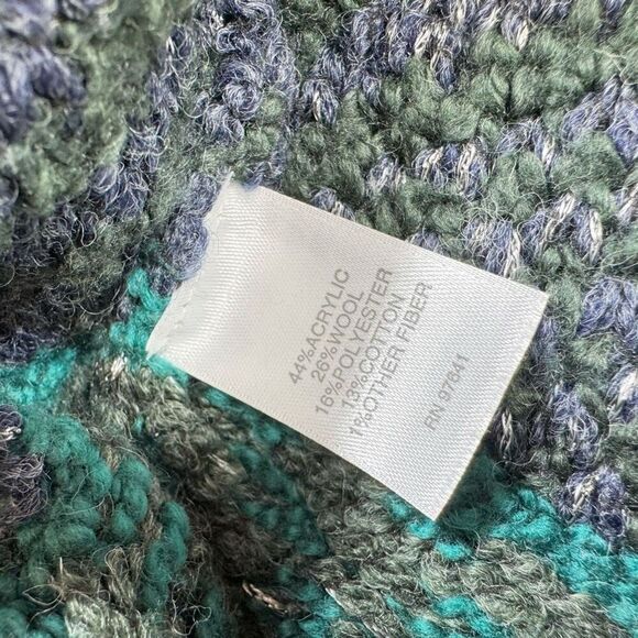 J Jill Sweater Jacket Long Womens 2X Duster Wool Blend Cozy Boho Crochet Green - Picture 4 of 10